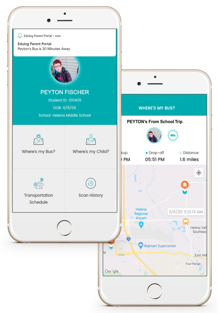 Edulog Parent Portal - Student Screen and Where's My Bus?
